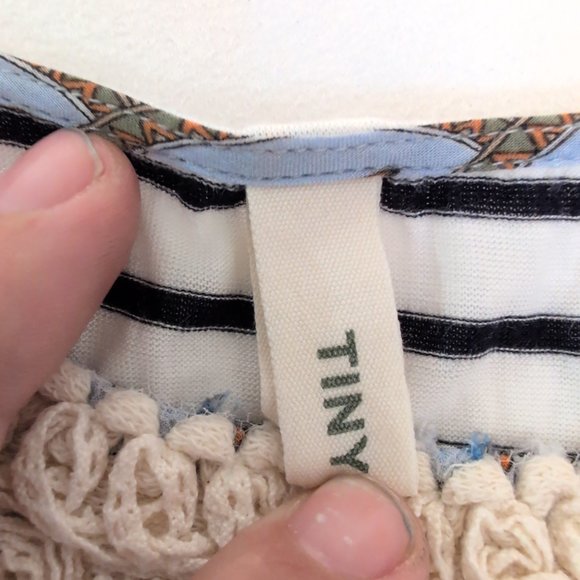 Tiny Boho Mixed-Print Crochet Yoke Tank Blouse‎ S - Picture 4 of 7